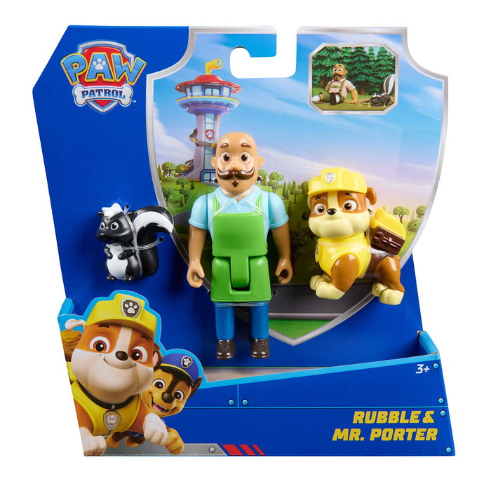 Spin Master Patrulla Canina Rubble Pack Figuras 6072996 con Mr. Porter y Zorro, Juguete +3 Años, Movil