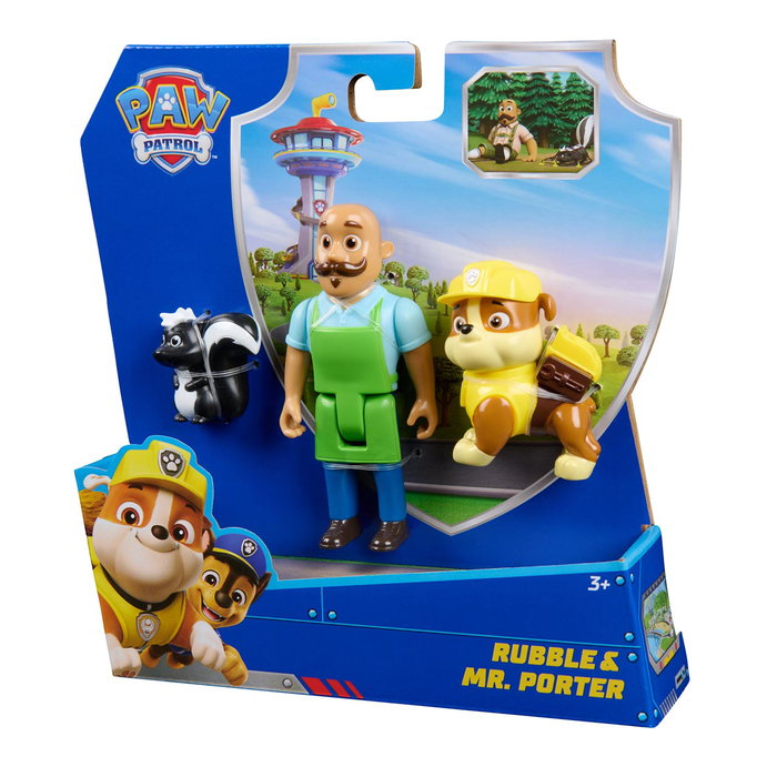 Spin Master Patrulla Canina Rubble Pack Figuras 6072996 con Mr. Porter y Zorro, Juguete +3 Años, Movil