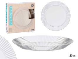 Leknes Plato Rayas Transparente 23 cm Diámetro Plástico PS (Set de 24)