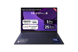LG Gram Pro 16Z90TS-G.AU99B Portátil 16" 2.5K, Intel Core Ultra 9, 32 GB RAM, 1 TB SSD, Wi-Fi 7, Windows 11 Home, Gris - Copilot+ PC