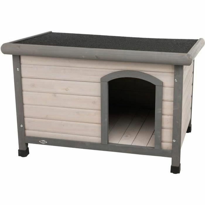 Trixie Natura Caseta para perros Clásica con techo plano, SM, gris