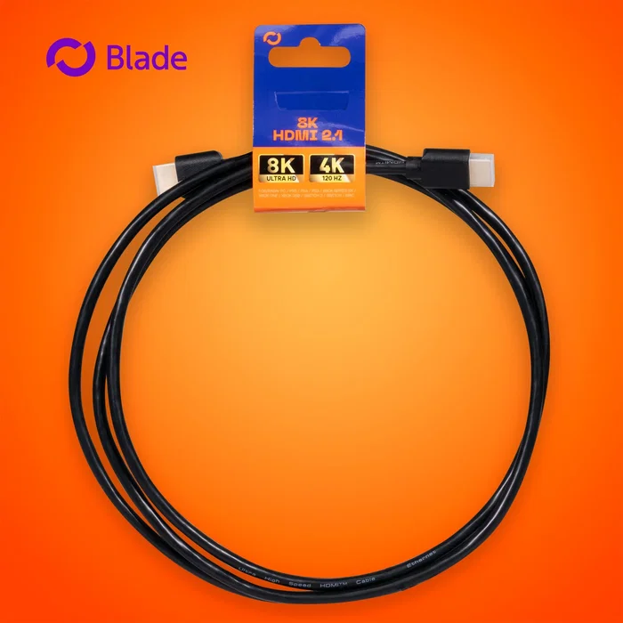 Blade Gaming BL9002 Cable HDMI 2.1 8K Ultra Alta Velocidad 48 Gbps, 2 Metros, 4K/120Hz 8K/60Hz, Conectores Chapados en Oro, Negro - Para Gaming y TV