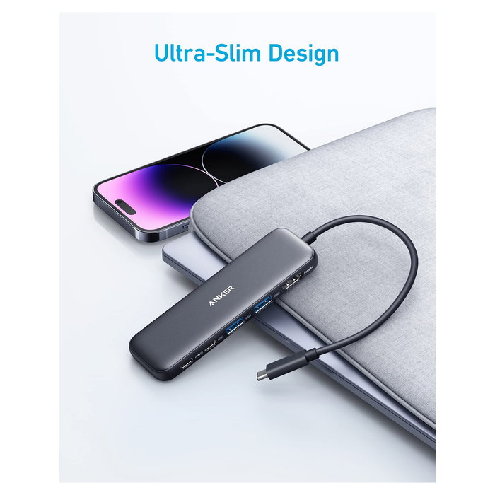 Anker 332 Hub USB-C 5 en 1 con Puerto HDMI 4K a 30Hz, 2 USB-A 3.0, USB-C y Puerto USB-C PD de 100W para Carga Rápida - Negro