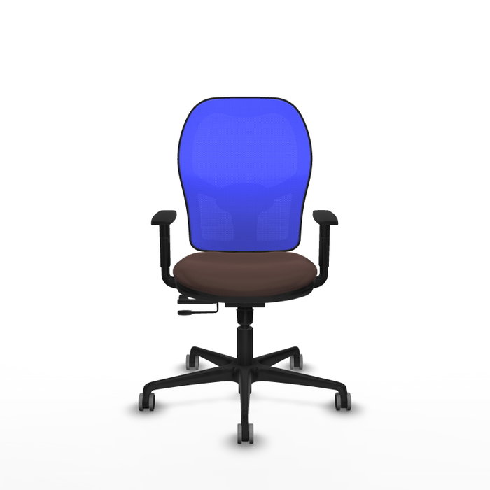 PIQUERAS Y CRESPO Silla de oficina Jorquera con mecanismo Sincro/Traslack, Azul y Marrón oscuro