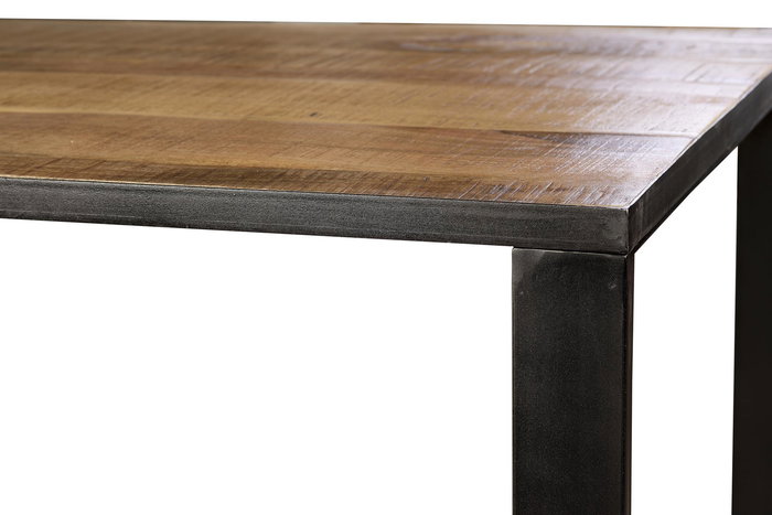 GINER Y COLOMER Mesa Comedor Acacia 8 Plazas Metal Nogal Oscuro