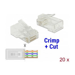 DeLOCK 86453 Conector RJ45 Crimp+Cut Cat.6 UTP, 20 unidades