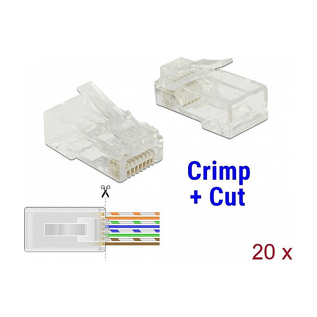 DeLOCK 86453 Conector RJ45 Crimp+Cut Cat.6 UTP, 20 unidades DeLOCK 86453 Conector RJ45 Crimp+Cut Cat.6 UTP, 20 unidades