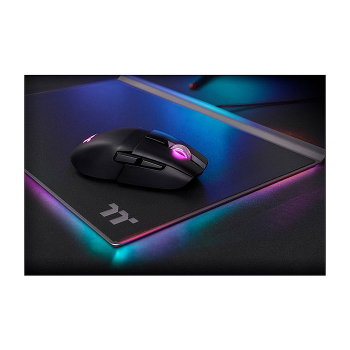 Thermaltake Argent M5 Ratón Gaming Inalámbrico Ambidiestro RGB, Sensor Óptico PMW-3335 16000 DPI, Bluetooth 5.0 y 2.4 GHz RF, 8 Botones Programables, Color Negro