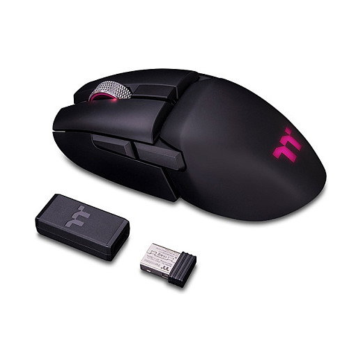 Thermaltake Argent M5 Ratón Gaming Inalámbrico Ambidiestro RGB, Sensor Óptico PMW-3335 16000 DPI, Bluetooth 5.0 y 2.4 GHz RF, 8 Botones Programables, Color Negro