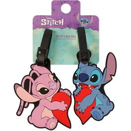 Disney Set 2 Etiquetas de Equipaje Angel & Stitch de Silicona