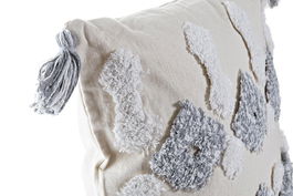 DKD Home Decor Cojin Moderno Blanco Gris 45 x 10 x 45 cm Algodon Polyester (4 Unidades)