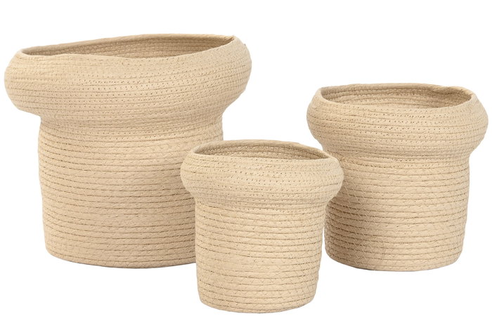 DKD Home Decor Macetero Marron Claro Fibra 29 x 25 x 29 cm Set de 3