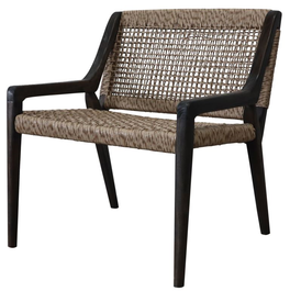 DKD Home Decor Silla de Teca y Fibra Negra