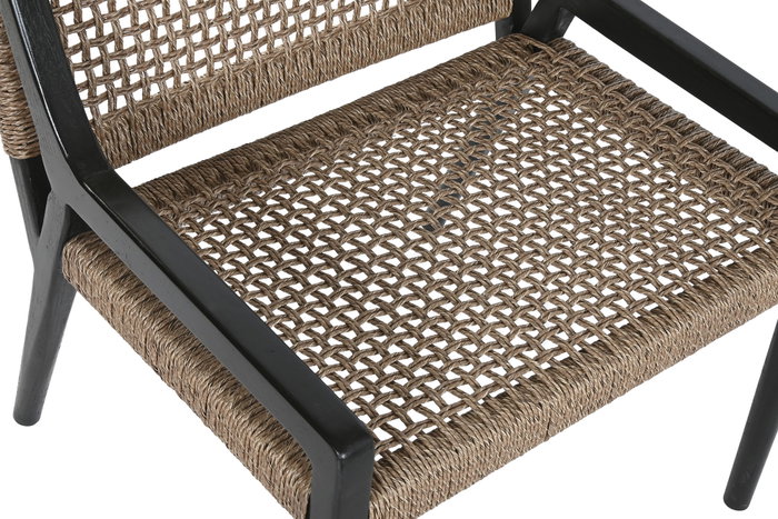 DKD Home Decor Silla de Teca y Fibra Negra DKD Home Decor Silla de Teca y Fibra Negra