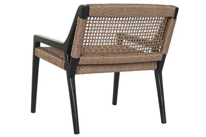 DKD Home Decor Silla de Teca y Fibra Negra DKD Home Decor Silla de Teca y Fibra Negra