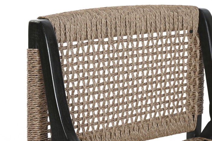 DKD Home Decor Silla de Teca y Fibra Negra DKD Home Decor Silla de Teca y Fibra Negra