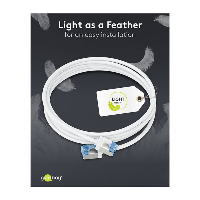 Goobay Ultraflexibles Cat.6a Patchkabel slim U/FTP Blanco 0,5m Goobay Ultraflexibles Cat.6a Patchkabel slim U/FTP Blanco 0,5m