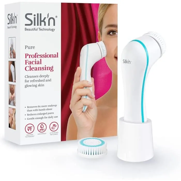 Silk'N Cepillo de Limpieza Facial PURE - Piel Mixta y Sensible - Limpieza Profunda por Vibración y Pulsación Inalámbrico