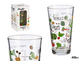 Vivalto Vaso Medidor Organic 450 ml Vidrio Estampado Organic 8.7x14.8x8.7 cm (Set de 36)