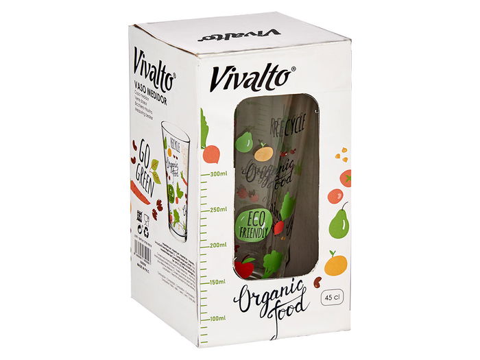 Vivalto Vaso Medidor Organic 450 ml Vidrio Estampado Organic 8.7x14.8x8.7 cm (Set de 36)