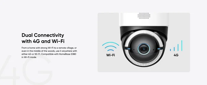 Eufy T86P2321 Cámara de Seguridad Exterior 4K Bala con Panel Solar, 4G LTE y WiFi, Visión Nocturna en Color, 360°, Batería 9400mAh, Audio Bidireccional, Blanco