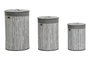 DKD Home Decor Set de 3 Cestos para la Ropa Gris