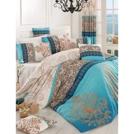 Juego de Cama Aucune AUC8681181730843, 1 Funda Nórdica 220x240 cm + 2 Fundas de Almohada 60x60 cm, 100% Algodón Reforzado, Turquesa