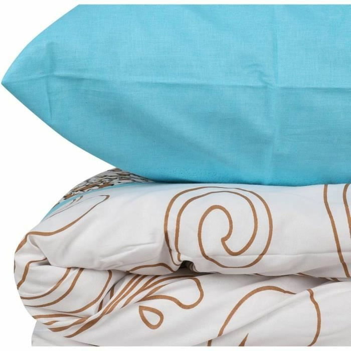 Aucune Juego de cama Turquesa con funda nórdica 220x240 cm y 2 fundas de almohada 60x60 cm Aucune Juego de cama Turquesa con funda nórdica 220x240 cm y 2 fundas de almohada 60x60 cm