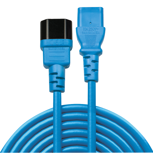 LINDY Alargador de Red IEC C14 a C13, Cable de 0.5 Metros, Color Azul
