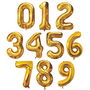 Party Time Globo Cifra Dorado, Altura 85 cm, Decoración Cumpleaños y Fiestas, Reutilizable