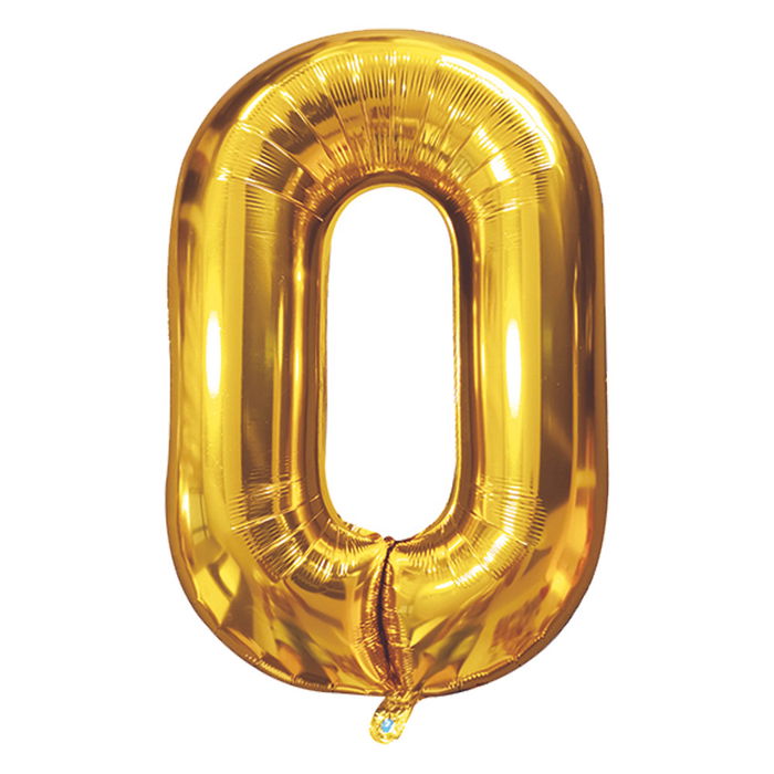 Party Time Globo Cifra Dorado, Altura 85 cm, Decoración Cumpleaños y Fiestas, Reutilizable