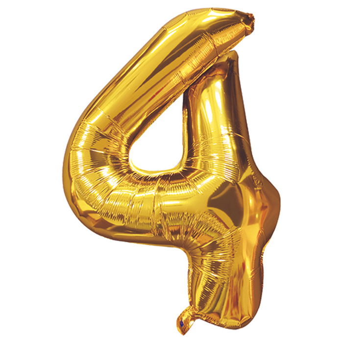 Party Time Globo Cifra Dorado, Altura 85 cm, Decoración Cumpleaños y Fiestas, Reutilizable