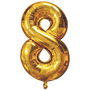 Party Time Globo Cifra Dorado, Altura 85 cm, Decoración Cumpleaños y Fiestas, Reutilizable
