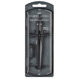 Faber Castell Compás de Ajuste Rápido Stream Negro Piedra 9706 - Diseño moderno para colegio y educación, hasta Ø 340 mm, Made in Germany