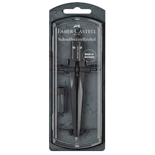 Faber Castell Compás de Ajuste Rápido Stream Negro Piedra 9706 - Diseño moderno para colegio y educación, hasta Ø 340 mm, Made in Germany Faber Castell Compás de Ajuste Rápido Stream Negro Piedra 9706 - Diseño moderno para colegio y educación, hasta Ø 340 mm, Made in Germany