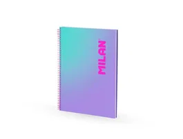 Milan Cuaderno Espiral A4 Tapa Dura 90 Hojas Cuadriculado 5mm Lila