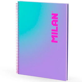 Milan Cuaderno Espiral A4 90H 95 gr Cuadricula 5x5 Tapa Dura Coleccion Sunset Lila