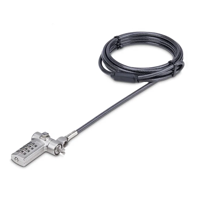 StarTech UNIVC4D-LAPTOP-LOCK Cable Antirrobo Universal para Portátil de 2m, Compatible con Noble Wedge/K-Slot/Nano, Cerradura de Combinación StarTech UNIVC4D-LAPTOP-LOCK Cable Antirrobo Universal para Portátil de 2m, Compatible con Noble Wedge/K-Slot/Nano, Cerradura de Combinación