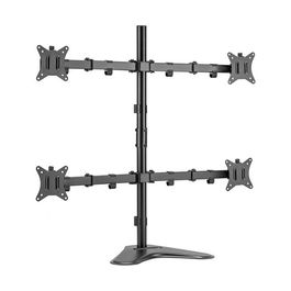EQUIP Soporte de Mesa Articulado para 4 Monitores 17"-32", 9kg por Pantalla, 360 Grados, Rotación e Inclinación, Ajuste de Altura, VESA 100x100, Negro - Retail