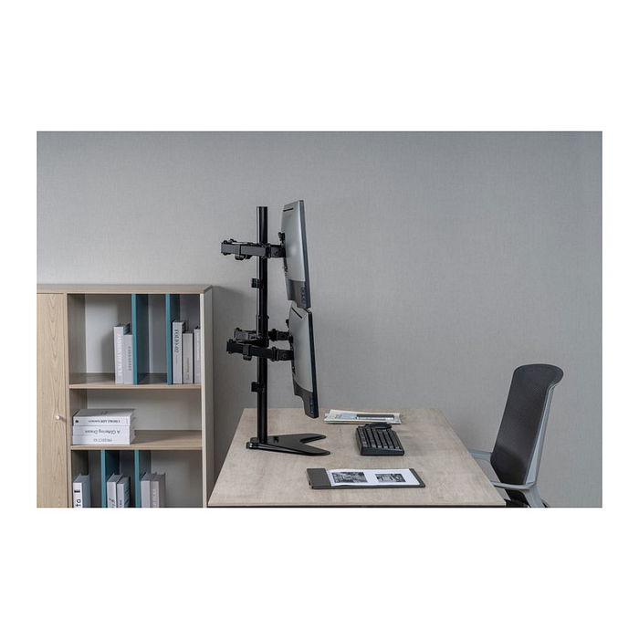 EQUIP Soporte de Mesa Articulado para 4 Monitores 17"-32", 9kg por Pantalla, 360 Grados, Rotación e Inclinación, Ajuste de Altura, VESA 100x100, Negro - Retail