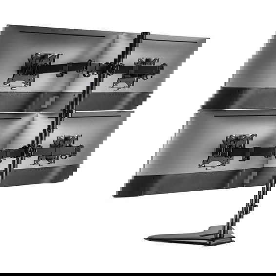 EQUIP Soporte de Mesa Articulado para 4 Monitores 17"-32", 9kg por Pantalla, 360 Grados, Rotación e Inclinación, Ajuste de Altura, VESA 100x100, Negro - Retail