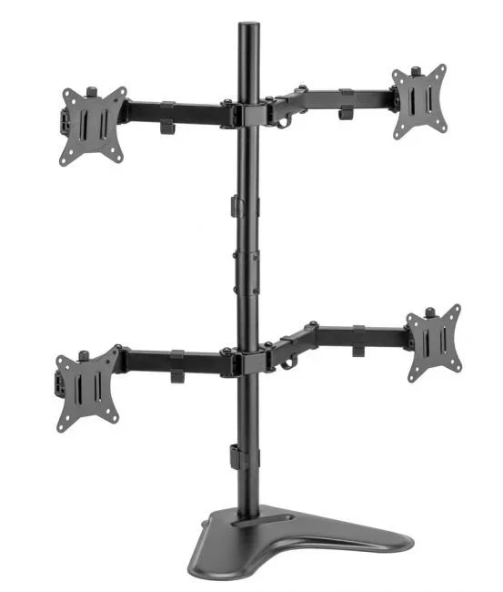 Equip 650127 Soporte de Mesa para 4 Monitores 17''-32'', Base y Brazos Articulados, 360° Rotación, VESA 100x100, 9kg por Pantalla, Negro