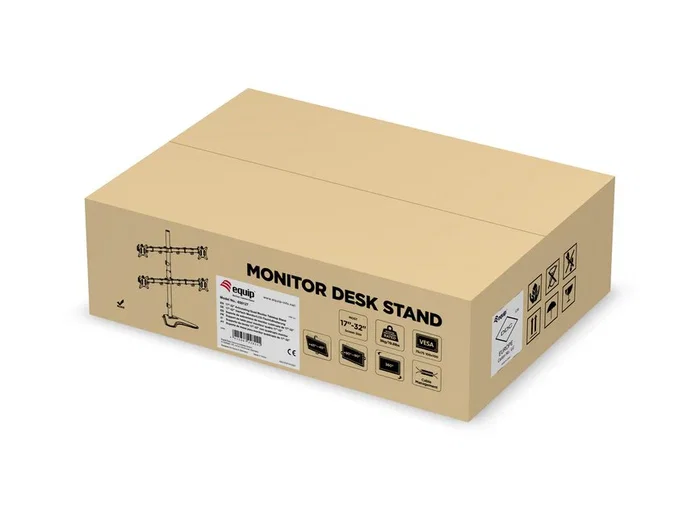 Equip 650127 Soporte de Mesa para 4 Monitores 17''-32'', Base y Brazos Articulados, 360° Rotación, VESA 100x100, 9kg por Pantalla, Negro