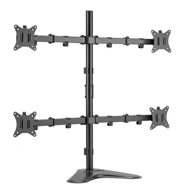 Equip 650127 Soporte de Mesa para 4 Monitores 17''-32'', Base y Brazos Articulados, 360° Rotación, VESA 100x100, 9kg por Pantalla, Negro