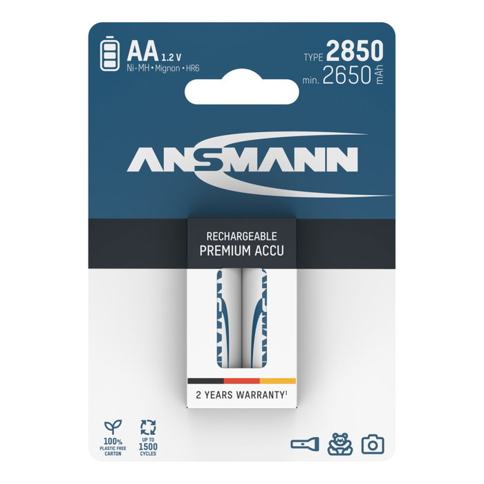Ansmann Pilas recargables NiMH Mignon AA 2650 mAh (Pack de 2) Ansmann Pilas recargables NiMH Mignon AA 2650 mAh (Pack de 2)