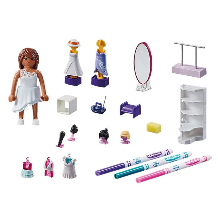 Playmobil Color Camerino - Set de Figura Personalizable con Ropa, Pelucas y Accesorios para Diseñar y Pintar - Juego de Manualidades para Niños