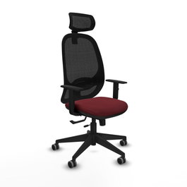 PIQUERAS Y CRESPO Silla de oficina Cilanco con mecanismo Sincro/Traslack, Granate y Negro