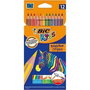 BIC Evolution Stripes Lápices de Colores Kids, Estuche de 12 unidades Surtidas