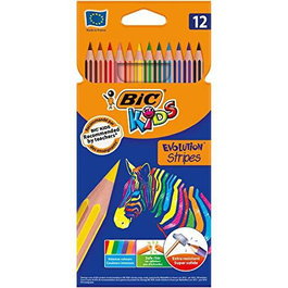 Bic Lápices De Colores Kids Evolution Stripes Estuche 12 Ud