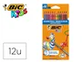 BIC Evolution Stripes Lápices de Colores Kids, Estuche de 12 unidades Surtidas